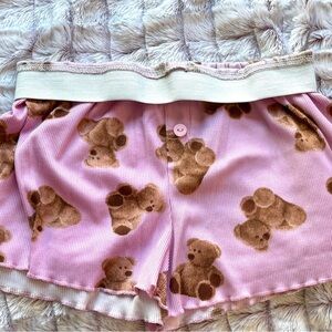 Pink Teddy Bear Print Matching Set